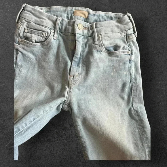 MOTHER The Looker Sacred Slit Ankle Jean in Nice Shot Paint splatter Frayed 24 - Picture 8 of 14